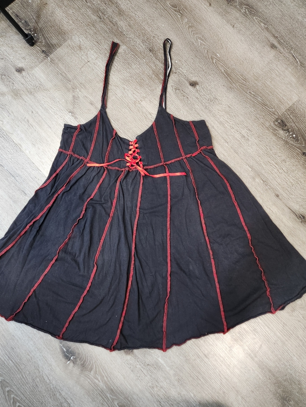 90s Jaxli Grunge Gothic Lace-up Front Mini Dress Size XL
